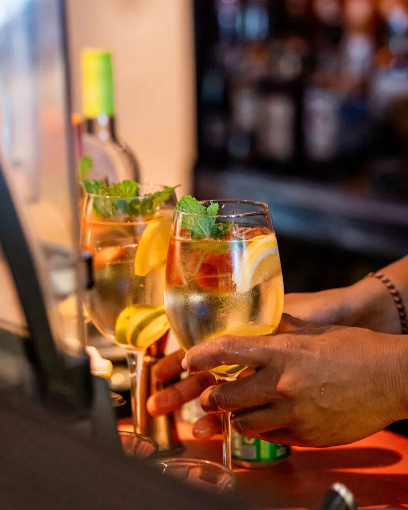 Handcrafted cocktails at the Lilla Pantai rooftop lounge