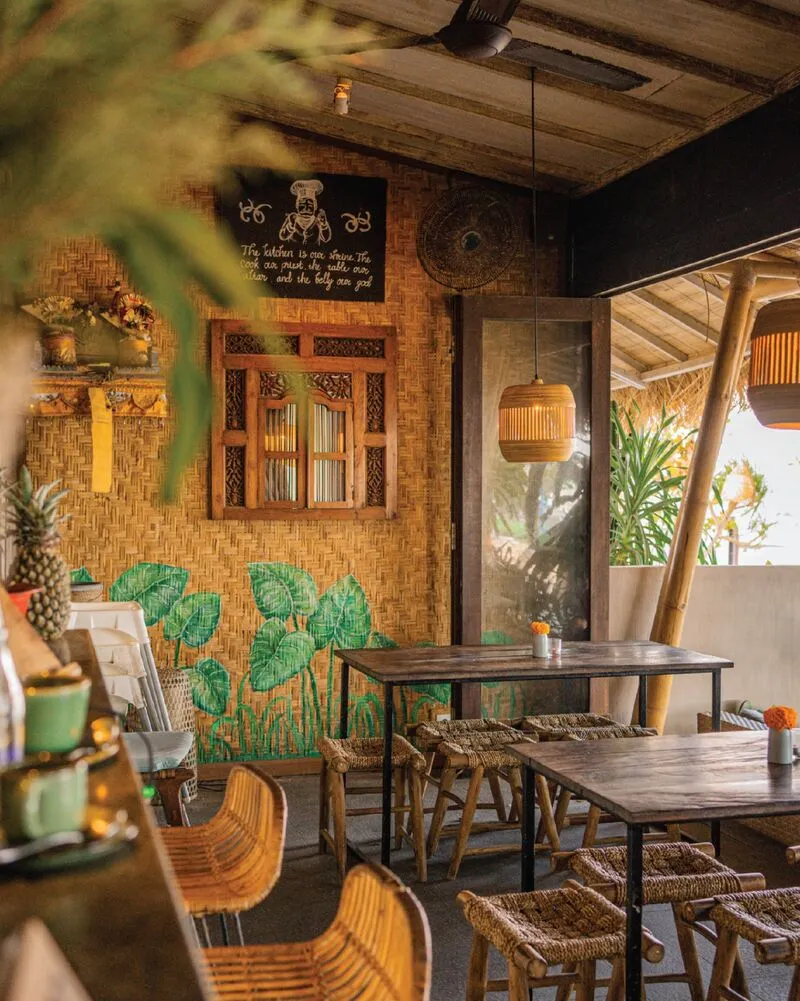 The open-air indoor dining room at Lilla Pantai