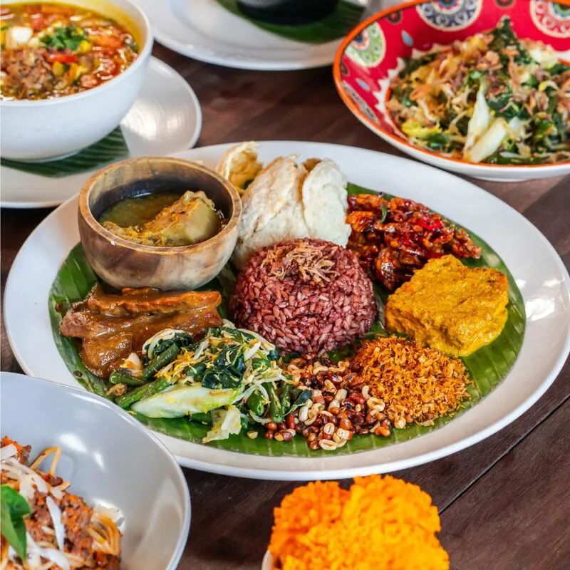 Nasi campur and Balinese dishes at Lilla Warung